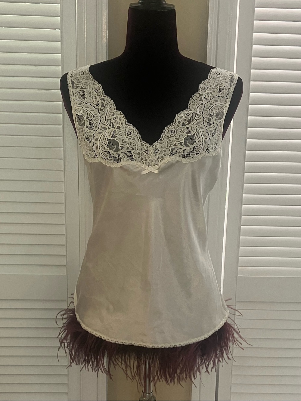 Wondermaid Vintage Cream Satin and Lace Camisole